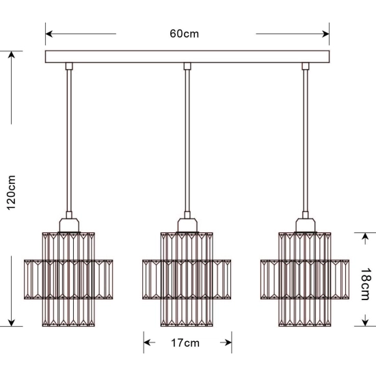 Lampa wisząca Targa 3xE27 40W 345303-06 REALITY